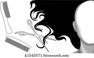 Hair Style Beauty Background with Comb Scissors Hair Style Beauty Background with Comb Scissors