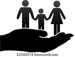 mutter, vater, kind, familie, symbole, in, hohl, hand mutter, vater, kind, familie, symbole, in, hohl, hand
