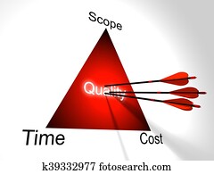 Project management triangle arrow concept Project management triangle arrow concept