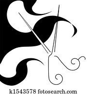 salon, stil, haarschnitt, schere, &, locken, symbol salon, stil, haarschnitt, schere, &, locken, symbol