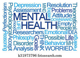 saúde mental, palavra, nuvem