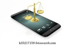 Scales of justice on smartphone Scales of justice on smartphone