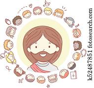 stickman, gosses, à, jésus christ