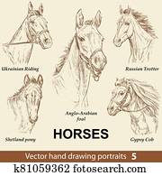 קבע, של, העבר, ציור, סוסים, 5