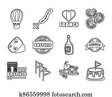 bundle of bastille day icons bundle of bastille day icons