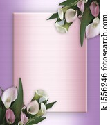 Calla Lilies pink Border on satin Calla Lilies pink Border on satin