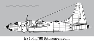 Consolidated B-32 Dominator. Outline vector drawing Consolidated B-32 Dominator. Outline vector drawing