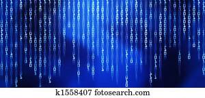 código binário, dados, vapor