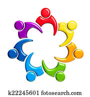 gesellschaft, von, 7, people-meeting, in, circle., 3d, design, in, weißer hintergrund