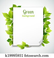 Green leaves frame template