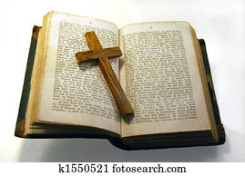 viejo, biblia, y, cruz