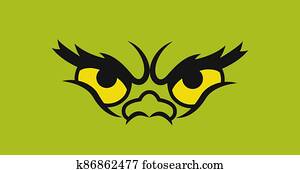 מפלצת ירוקה, eyes., הפרד, ב, green., וקטור