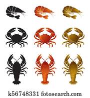 קבע, של, מאכלי ים, איקונים, -, סרטן