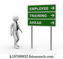 3d businessman employee training ahead roadsign 3d businessman employee training ahead roadsign