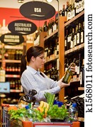 achats, de, vin, à, les, supermarché