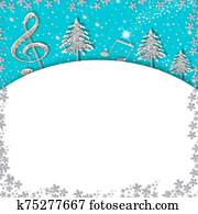 Christmas musicl border card. White background Christmas musicl border card. White background