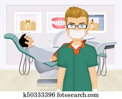 Dentist doctors office and patient with toothache Dentist doctors office and patient with toothache