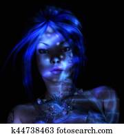 digital, 3d, ilustração, 3d, fazendo, de, um, fantasia, mulher