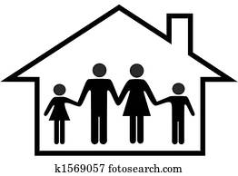 House of happy family parents and children safe at home House of happy family parents and children safe at home