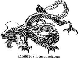 Illustration of Japanese dragon Illustration of Japanese dragon