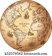 Vector Globe Vintage World Map Vector Globe Vintage World Map