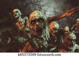 Zombies horror night,3d illustration Zombies horror night,3d illustration