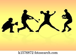 Baseball Players Silhouettes Baseball Players Silhouettes