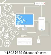 Interior of office clerks working place