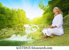 Meditation at sunrise time