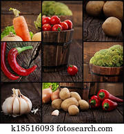 Organic vegetables collage