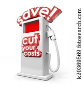 sauver, carburant, pompe gaz, station-service, coupure, ton, coûts, économie, budget