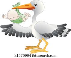 Stork with a newborn baby Stork with a newborn baby