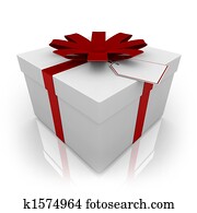 White Present with Red Bow and Tag White Present with Red Bow and Tag