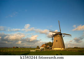 beautiful dutch windmill 