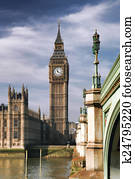 Big Ben with bridge in London, England