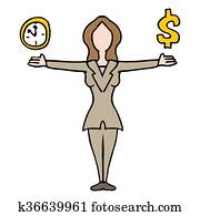 businesswoman balancing time and money