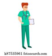 Cardiologist specialist icon, cartoon style Cardiologist specialist icon, cartoon style