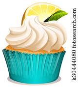 cupcake, mit, creme, und, zitrone cupcake, mit, creme, und, zitrone