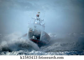 guarda costeira, durante, tempestade