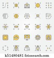maschine, lernen, buntes, heiligenbilder, satz maschine, lernen, buntes, heiligenbilder, satz
