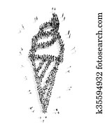 people in the shape of ice cream.