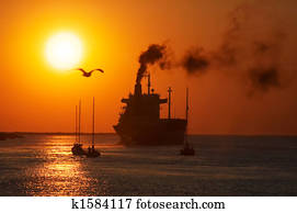 sunset in the harbor