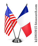 USA and France - Miniature Flags. USA and France - Miniature Flags.