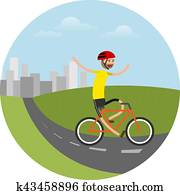 vector illustration of biker riding bicycle vector illustration of biker riding bicycle