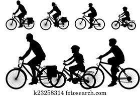 bike - vector silhouette of family bike - vector silhouette of family