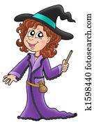 Cute witch with wand Cute witch with wand