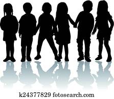 enfants, silhouette
