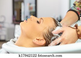 Hair salon. Washing with shampoo. Hair salon. Washing with shampoo.