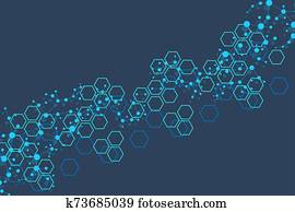 Hexagonal abstract background. Big Data Visualization. Global network connection. Medical, technology, science background. Vector illustration. Hexagonal abstract background. Big Data Visualization. Global network connection. Medical, technology, science background. Vector illustration.