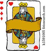 Playing card style queen illustration Playing card style queen illustration